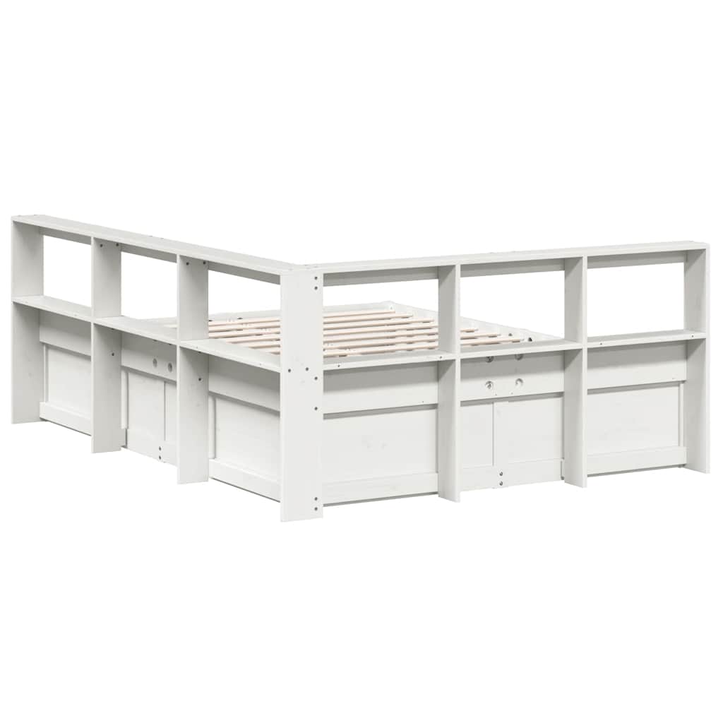Bed Met Boekenkast Zonder Matras Grenenhout 140 x 200 cm Wit