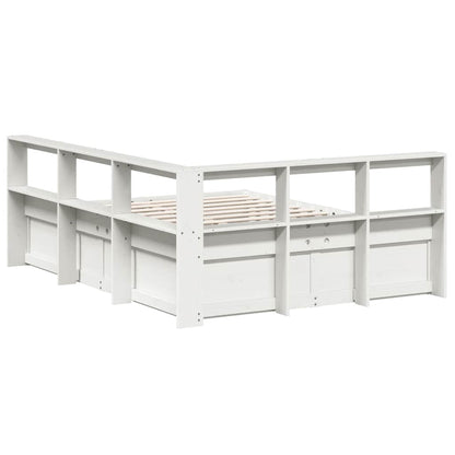 Bed Met Boekenkast Zonder Matras Grenenhout 140 x 200 cm Wit