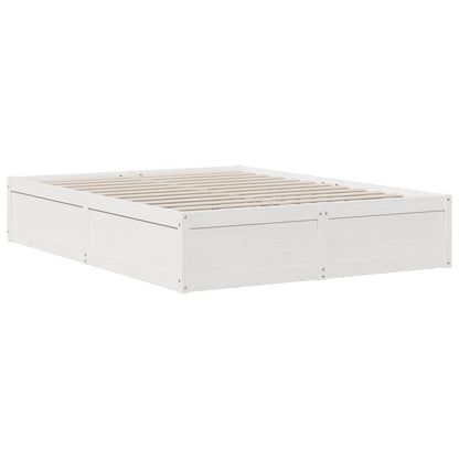 Bed Met Boekenkast Zonder Matras Grenenhout 140 x 200 cm Wit