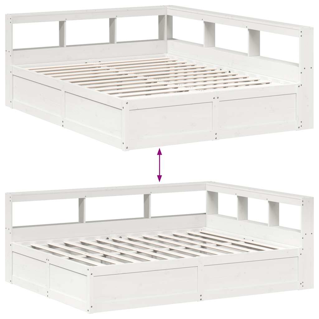 Bed Met Boekenkast Zonder Matras Grenenhout 140 x 200 cm Wit