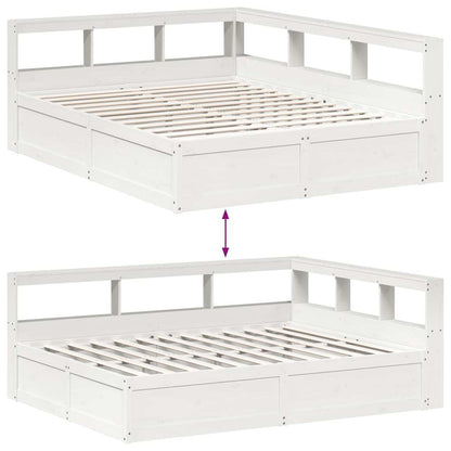 Bed Met Boekenkast Zonder Matras Grenenhout 140 x 200 cm Wit
