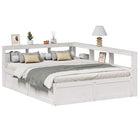 Bed with bookcase without mattress pine wood white 140x200 cm