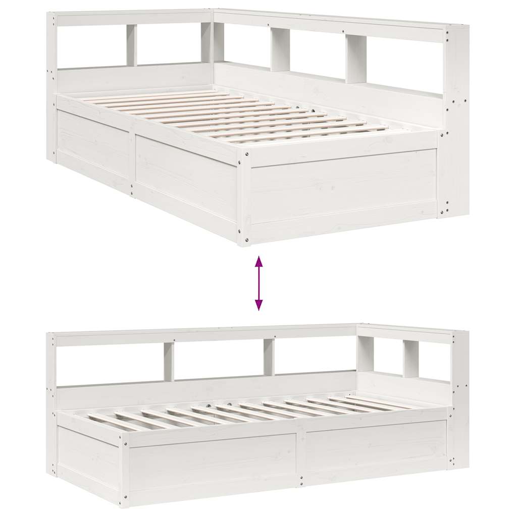 Bed Met Boekenkast Zonder Matras Grenenhout 100 x 200 cm Wit
