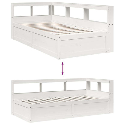 Bed Met Boekenkast Zonder Matras Grenenhout 100 x 200 cm Wit