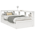 Bed 100x200 cm grenenhout wit met boekenkast