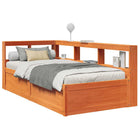 Bed met boekenkast 100x200 cm grenenhout wasbruin