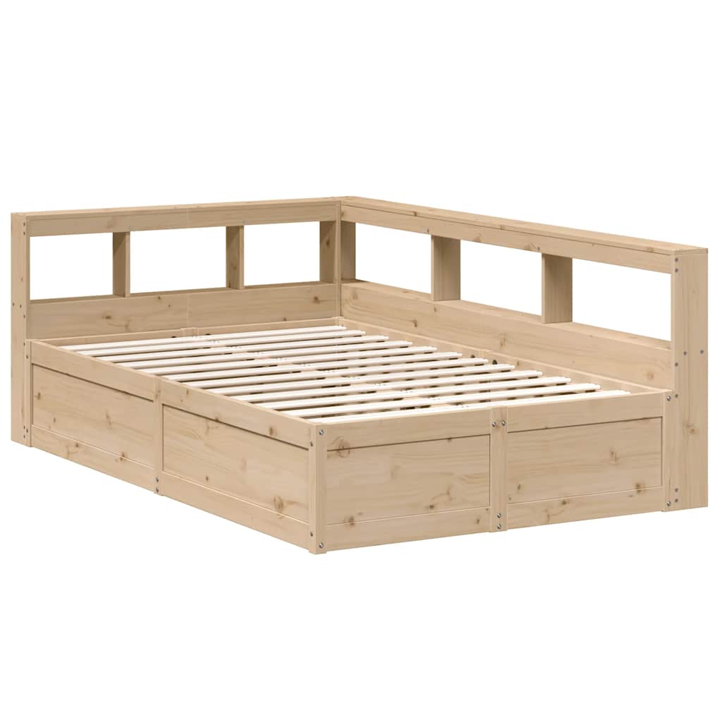 Bed met boekenkast zonder matras massief grenenhout 135x190 cm