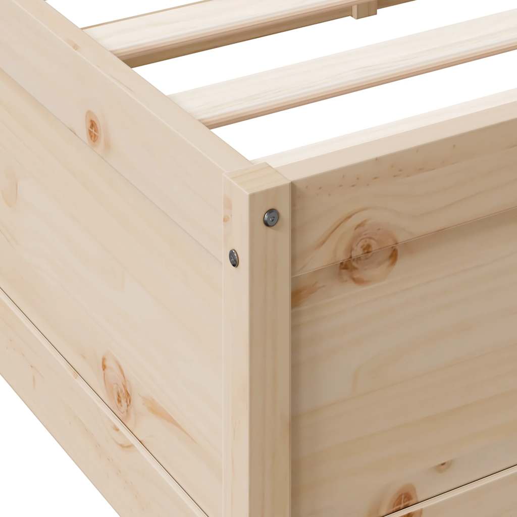 Bed met boekenkast zonder matras massief grenenhout 135x190 cm
