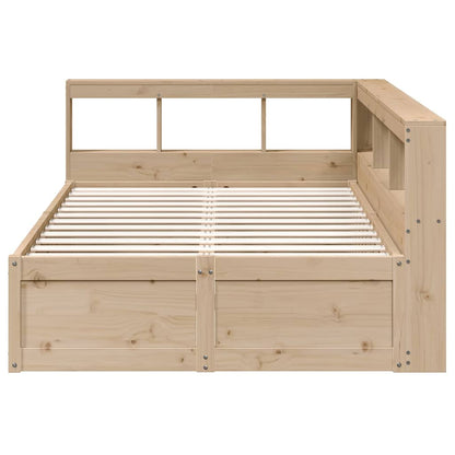 Bed Met Boekenkast Zonder Matras Massief Grenenhout 120 x 190 cm Naturel