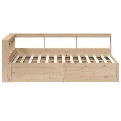 Bed Met Boekenkast Zonder Matras Massief Grenenhout 120 x 190 cm Naturel