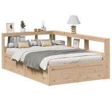 Bed Met Boekenkast Zonder Matras Massief Grenenhout 120 x 190 cm Naturel