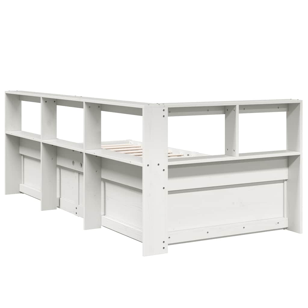 Bed Met Boekenkast Zonder Matras Grenenhout 90 x 190 cm Wit