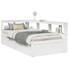 Bed with bookcase without mattress pine wood white 90x190 cm