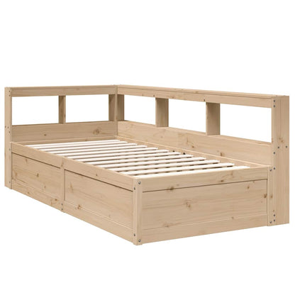 Bed met boekenkast zonder matras massief grenenhout 75x190 cm