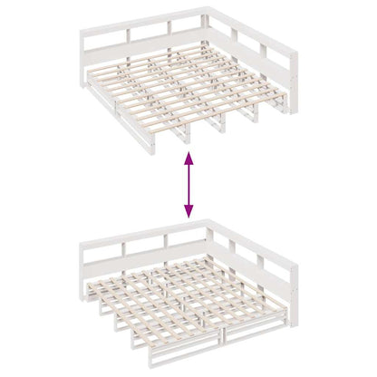 Bed met boekenkast zonder matras grenenhout wit 200x200 cm