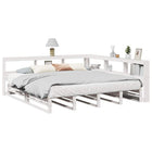 Bed 200x200 cm grenenhout wit met boekenkast