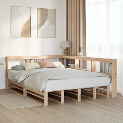 Bed met boekenkast zonder matras massief grenenhout 140x200 cm