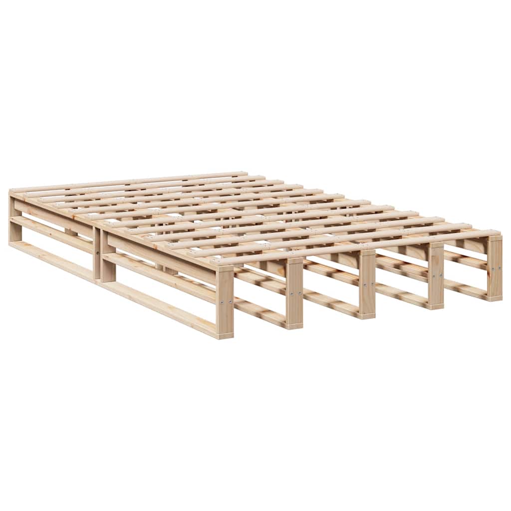 Bed Met Boekenkast Zonder Matras Massief Grenenhout 120 x 200 cm Naturel