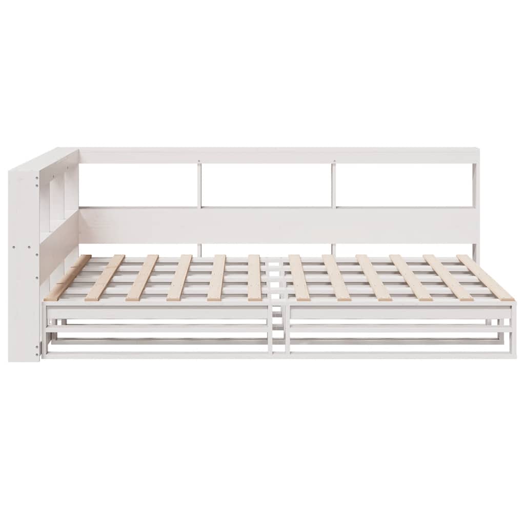 Bed Met Boekenkast Zonder Matras Grenenhout 120 x 200 cm Wit