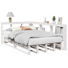 Bed 120x200 cm grenenhout wit met boekenkast