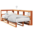 Bed met boekenkast grenenhout wasbruin 100x200 cm