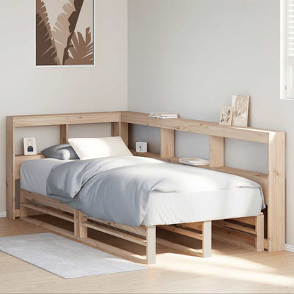 Bed met boekenkast zonder matras massief grenenhout 90x200 cm