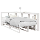 Bed met boekenkast grenenhout wit 90x200 cm