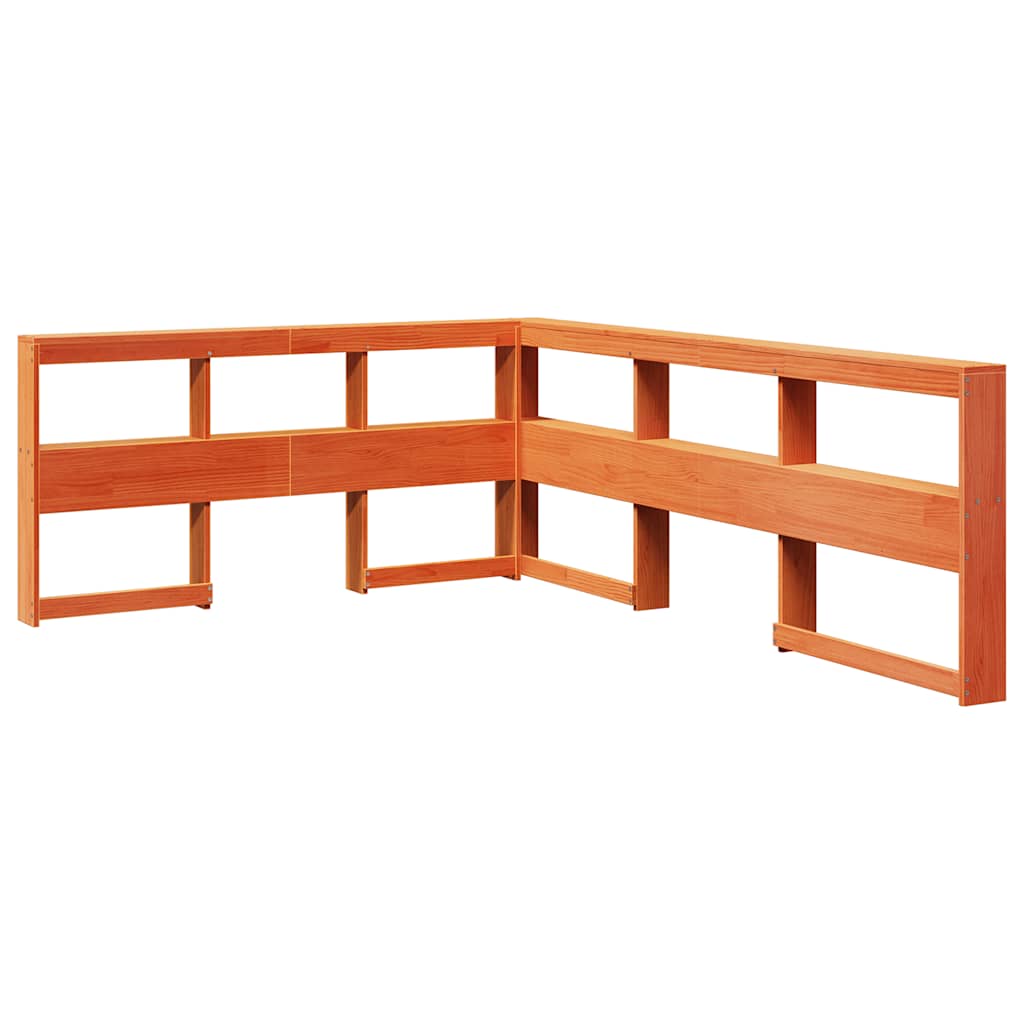Bed met boekenkast zonder matras grenenhout wasbruin 140x190 cm