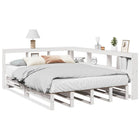 Pine bed with bookcase, white, 135x190 cm, no mattress
