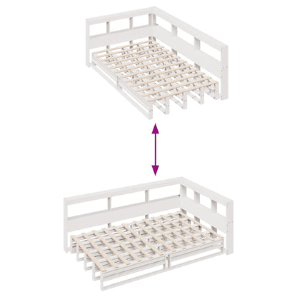 Bed met boekenkast zonder matras grenenhout wit 120x190 cm