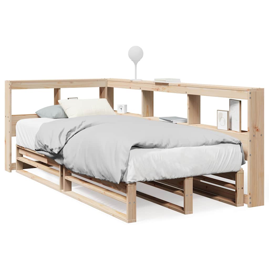 Bed met boekenkast zonder matras massief grenenhout 90x190 cm