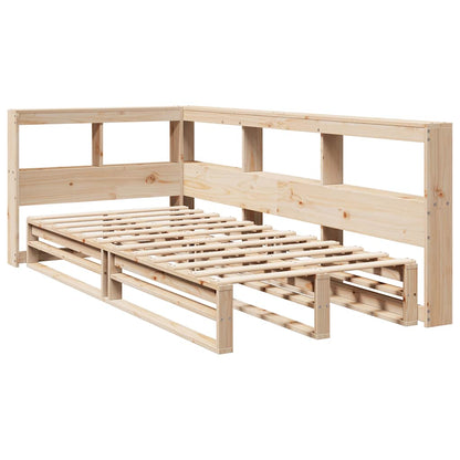 Bed met boekenkast zonder matras massief grenenhout 90x190 cm