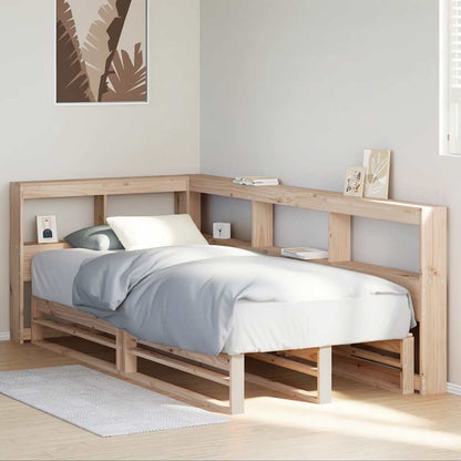Bed met boekenkast zonder matras massief grenenhout 90x190 cm