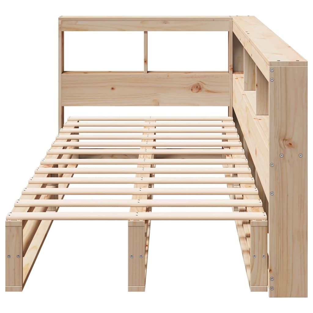 Bed met boekenkast zonder matras massief grenenhout 90x190 cm