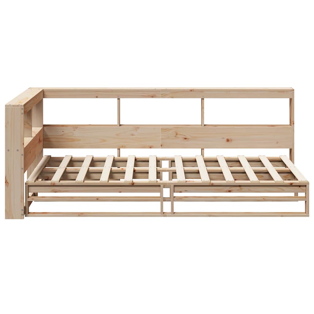 Bed met boekenkast zonder matras massief grenenhout 90x190 cm