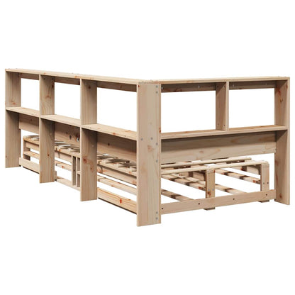 Bed met boekenkast zonder matras massief grenenhout 90x190 cm