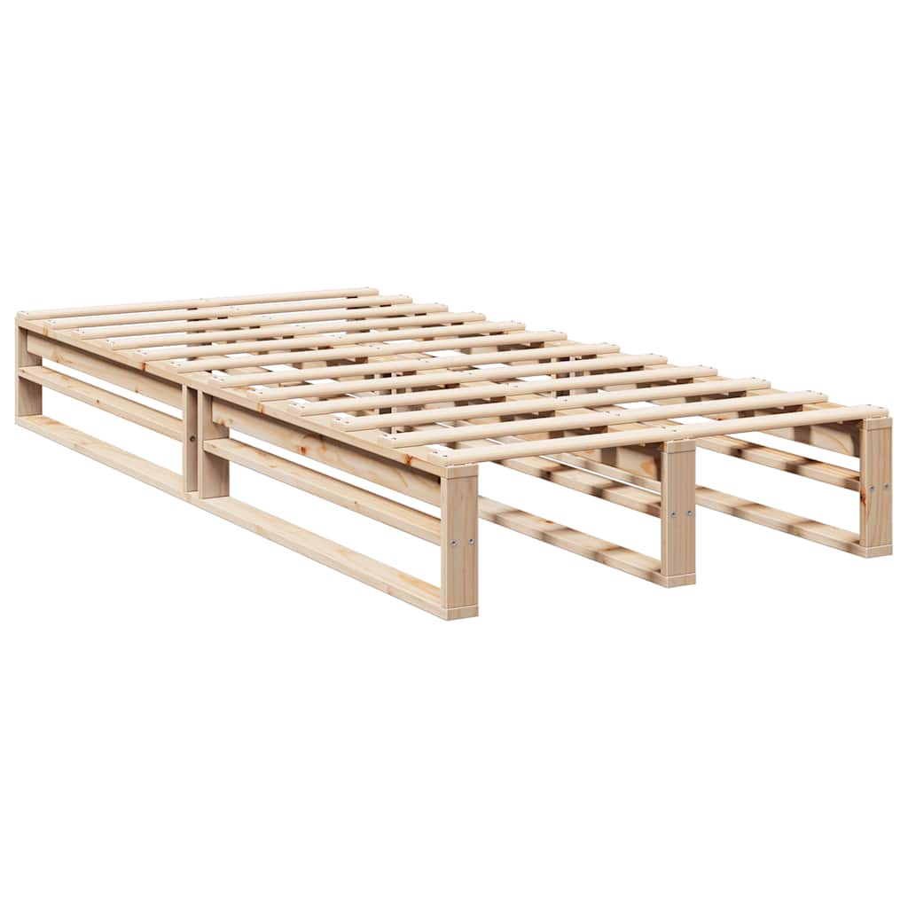 Bed met boekenkast zonder matras massief grenenhout 90x190 cm