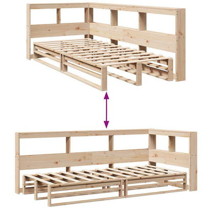 Bed met boekenkast zonder matras massief grenenhout 90x190 cm