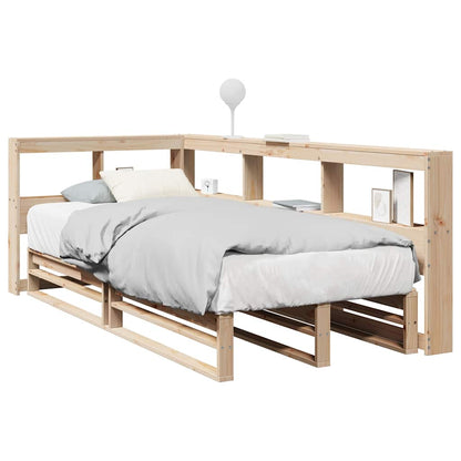 Bed met boekenkast zonder matras massief grenenhout 90x190 cm
