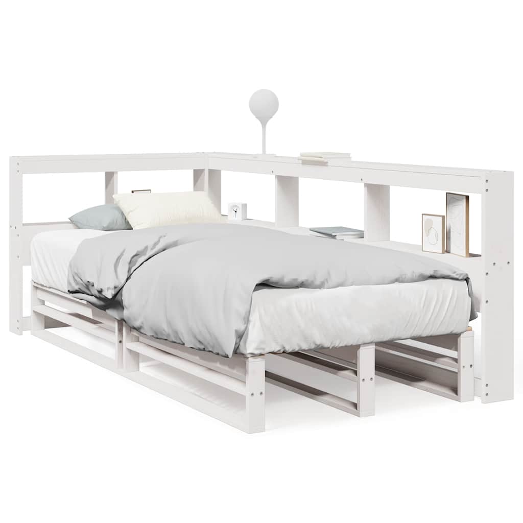 Bed Met Boekenkast Zonder Matras Grenenhout 90 x 190 cm Wit