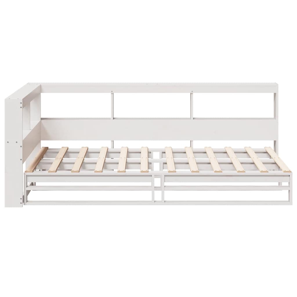 Bed Met Boekenkast Zonder Matras Grenenhout 90 x 190 cm Wit