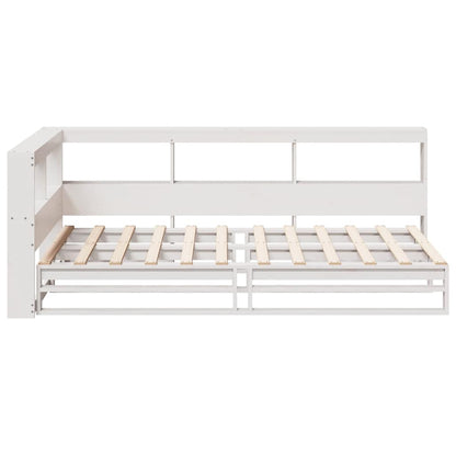 Bed Met Boekenkast Zonder Matras Grenenhout 90 x 190 cm Wit