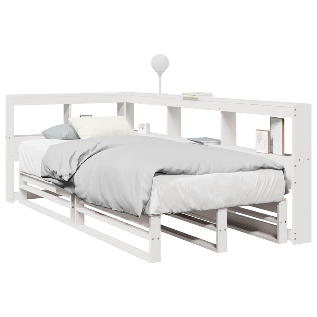 Bed Met Boekenkast Zonder Matras Grenenhout 90 x 190 cm Wit