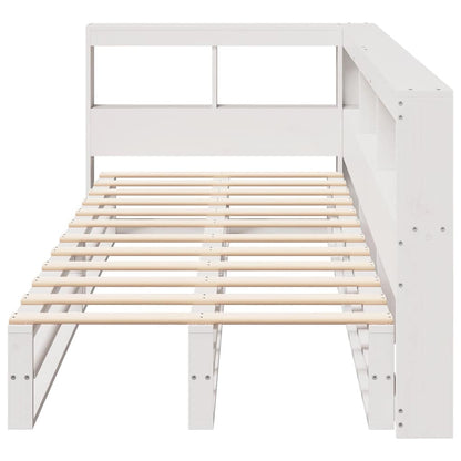 Bed met boekenkast zonder matras grenenhout wit 75x190 cm