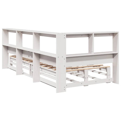 Bed met boekenkast zonder matras grenenhout wit 75x190 cm