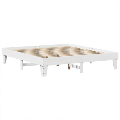 Bed met boekenkast zonder matras grenenhout wit 200x200 cm