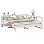 Bed with bookcase without mattress, pine wood, white 200x200 cm