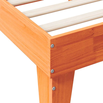 Bed met boekenkast zonder matras grenenhout wasbruin 200x200 cm