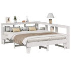 Bed 160x200 cm grenenhout wit met boekenkast