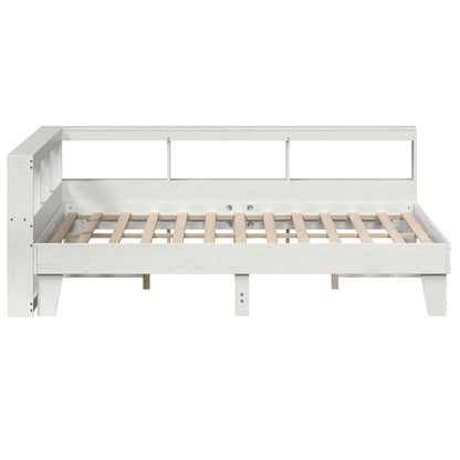 Bed met boekenkast zonder matras grenenhout wit 150x200 cm
